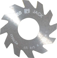 RobbJack - 1" Diam x 0.0781" Blade Thickness x 3/8" Arbor Hole Diam, 12 Tooth Slitting and Slotting Saw - Arbor Connection, Right Hand, Uncoated, Solid Carbide, Concave Ground - Exact Tool & Supply