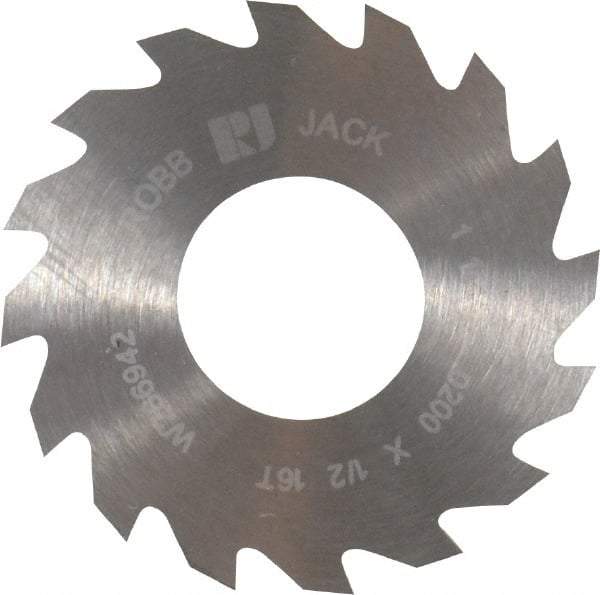 RobbJack - 1-1/4" Diam x 0.02" Blade Thickness x 1/2" Arbor Hole Diam, 16 Tooth Slitting and Slotting Saw - Arbor Connection, Right Hand, Uncoated, Solid Carbide, Concave Ground - Exact Tool & Supply