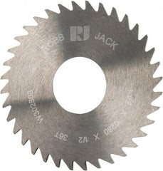 RobbJack - 1-1/2" Diam x 0.028" Blade Thickness x 1/2" Arbor Hole Diam, 36 Tooth Slitting and Slotting Saw - Arbor Connection, Right Hand, Uncoated, Solid Carbide, Concave Ground - Exact Tool & Supply