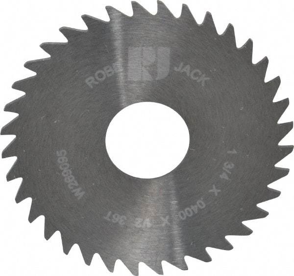 RobbJack - 1-3/4" Diam x 0.04" Blade Thickness x 1/2" Arbor Hole Diam, 36 Tooth Slitting and Slotting Saw - Arbor Connection, Right Hand, Uncoated, Solid Carbide, Concave Ground - Exact Tool & Supply