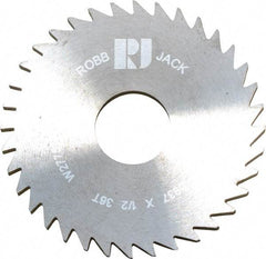 RobbJack - 1-3/4" Diam x 0.0937" Blade Thickness x 1/2" Arbor Hole Diam, 36 Tooth Slitting and Slotting Saw - Arbor Connection, Right Hand, Uncoated, Solid Carbide, Concave Ground - Exact Tool & Supply