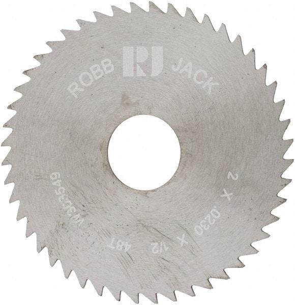 RobbJack - 2" Diam x 0.023" Blade Thickness x 1/2" Arbor Hole Diam, 48 Tooth Slitting and Slotting Saw - Arbor Connection, Right Hand, Uncoated, Solid Carbide, Concave Ground - Exact Tool & Supply