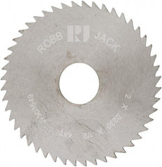 RobbJack - 2" Diam x 0.023" Blade Thickness x 1/2" Arbor Hole Diam, 48 Tooth Slitting and Slotting Saw - Arbor Connection, Right Hand, Uncoated, Solid Carbide, Concave Ground - Exact Tool & Supply