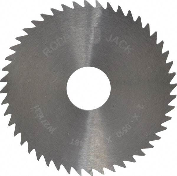 RobbJack - 2" Diam x 0.051" Blade Thickness x 1/2" Arbor Hole Diam, 48 Tooth Slitting and Slotting Saw - Arbor Connection, Right Hand, Uncoated, Solid Carbide, Concave Ground - Exact Tool & Supply