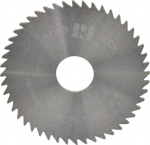 RobbJack - 2" Diam x 1/16" Blade Thickness x 1/2" Arbor Hole Diam, 48 Tooth Slitting and Slotting Saw - Arbor Connection, Right Hand, Uncoated, Solid Carbide, Concave Ground - Exact Tool & Supply