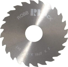 RobbJack - 2" Diam x 0.0781" Blade Thickness x 1/2" Arbor Hole Diam, 24 Tooth Slitting and Slotting Saw - Arbor Connection, Right Hand, Uncoated, Solid Carbide, Concave Ground - Exact Tool & Supply