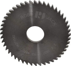 RobbJack - 2" Diam x 0.0937" Blade Thickness x 1/2" Arbor Hole Diam, 48 Tooth Slitting and Slotting Saw - Arbor Connection, Right Hand, Uncoated, Solid Carbide, Concave Ground - Exact Tool & Supply