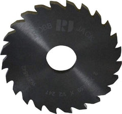 RobbJack - 2" Diam x 1/8" Blade Thickness x 1/2" Arbor Hole Diam, 24 Tooth Slitting and Slotting Saw - Arbor Connection, Right Hand, Uncoated, Solid Carbide, Concave Ground - Exact Tool & Supply
