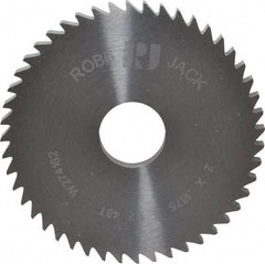 RobbJack - 2" Diam x 3/16" Blade Thickness x 1/2" Arbor Hole Diam, 48 Tooth Slitting and Slotting Saw - Arbor Connection, Right Hand, Uncoated, Solid Carbide, Concave Ground - Exact Tool & Supply