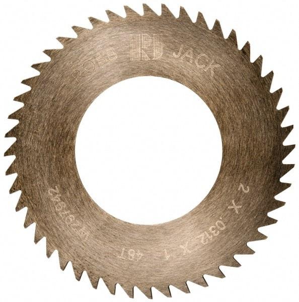 RobbJack - 2" Diam x 0.0312" Blade Thickness x 1" Arbor Hole Diam, 48 Tooth Slitting and Slotting Saw - Arbor Connection, Right Hand, Uncoated, Solid Carbide, Concave Ground - Exact Tool & Supply