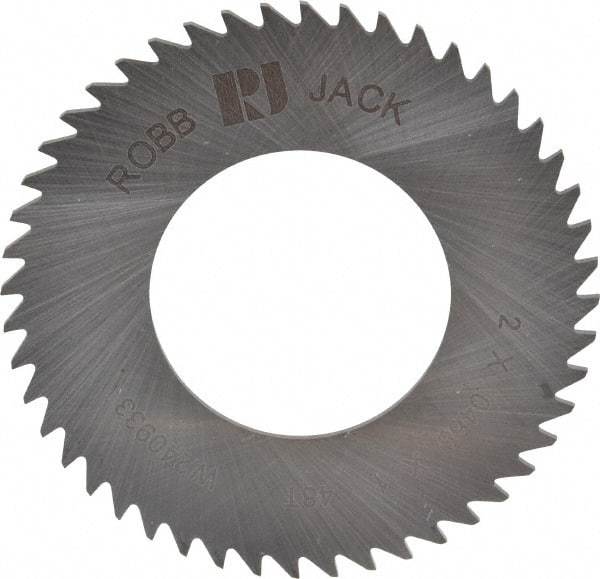 RobbJack - 2" Diam x 0.0468" Blade Thickness x 1" Arbor Hole Diam, 48 Tooth Slitting and Slotting Saw - Arbor Connection, Right Hand, Uncoated, Solid Carbide, Concave Ground - Exact Tool & Supply