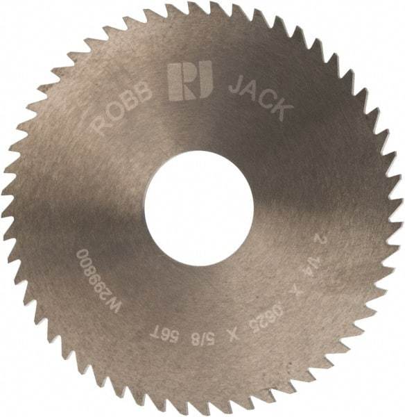 RobbJack - 2-1/4" Diam x 1/16" Blade Thickness x 5/8" Arbor Hole Diam, 56 Tooth Slitting and Slotting Saw - Arbor Connection, Right Hand, Uncoated, Solid Carbide, Concave Ground - Exact Tool & Supply
