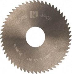 RobbJack - 2-1/4" Diam x 1/16" Blade Thickness x 5/8" Arbor Hole Diam, 56 Tooth Slitting and Slotting Saw - Arbor Connection, Right Hand, Uncoated, Solid Carbide, Concave Ground - Exact Tool & Supply