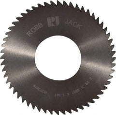 RobbJack - 2-1/2" Diam x 0.0937" Blade Thickness x 1" Arbor Hole Diam, 56 Tooth Slitting and Slotting Saw - Arbor Connection, Right Hand, Uncoated, Solid Carbide, Concave Ground - Exact Tool & Supply