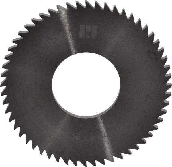RobbJack - 2-1/2" Diam x 1/8" Blade Thickness x 1" Arbor Hole Diam, 56 Tooth Slitting and Slotting Saw - Arbor Connection, Right Hand, Uncoated, Solid Carbide, Concave Ground - Exact Tool & Supply