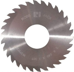 RobbJack - 3" Diam x 0.04" Blade Thickness x 1" Arbor Hole Diam, 30 Tooth Slitting and Slotting Saw - Arbor Connection, Right Hand, Uncoated, Solid Carbide, Concave Ground - Exact Tool & Supply