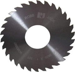 RobbJack - 3" Diam x 1/16" Blade Thickness x 1" Arbor Hole Diam, 30 Tooth Slitting and Slotting Saw - Arbor Connection, Right Hand, Uncoated, Solid Carbide, Concave Ground - Exact Tool & Supply