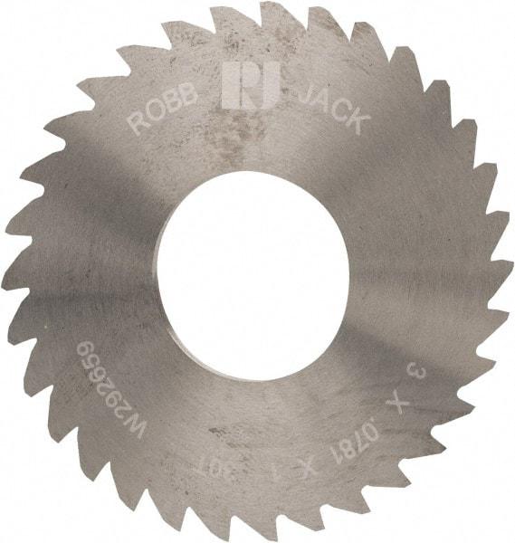 RobbJack - 3" Diam x 0.0781" Blade Thickness x 1" Arbor Hole Diam, 30 Tooth Slitting and Slotting Saw - Arbor Connection, Right Hand, Uncoated, Solid Carbide, Concave Ground - Exact Tool & Supply