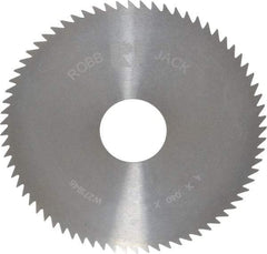 RobbJack - 4" Diam x 0.04" Blade Thickness x 1" Arbor Hole Diam, 72 Tooth Slitting and Slotting Saw - Arbor Connection, Right Hand, Uncoated, Solid Carbide, Concave Ground - Exact Tool & Supply