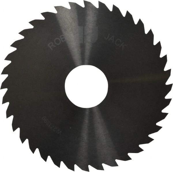 RobbJack - 4" Diam x 1/16" Blade Thickness x 1" Arbor Hole Diam, 36 Tooth Slitting and Slotting Saw - Arbor Connection, Right Hand, Uncoated, Solid Carbide, Concave Ground - Exact Tool & Supply