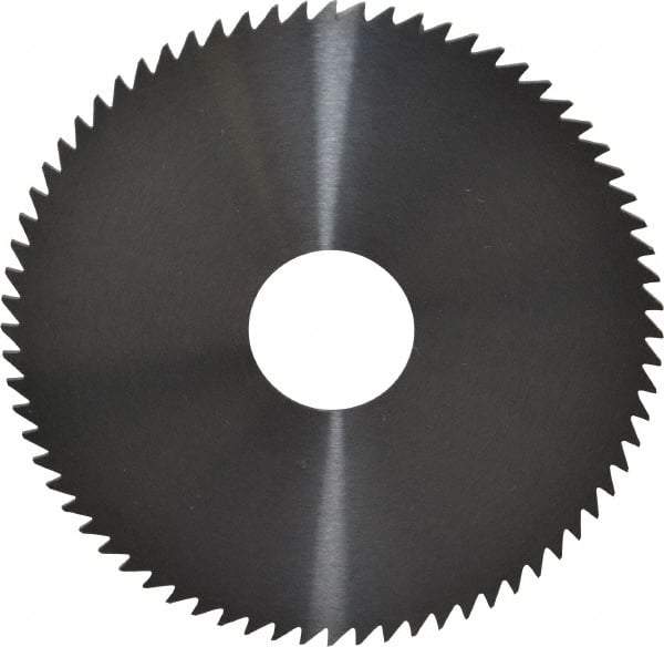 RobbJack - 4" Diam x 1/16" Blade Thickness x 1" Arbor Hole Diam, 72 Tooth Slitting and Slotting Saw - Arbor Connection, Right Hand, Uncoated, Solid Carbide, Concave Ground - Exact Tool & Supply
