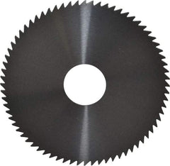 RobbJack - 4" Diam x 1/16" Blade Thickness x 1" Arbor Hole Diam, 72 Tooth Slitting and Slotting Saw - Arbor Connection, Right Hand, Uncoated, Solid Carbide, Concave Ground - Exact Tool & Supply