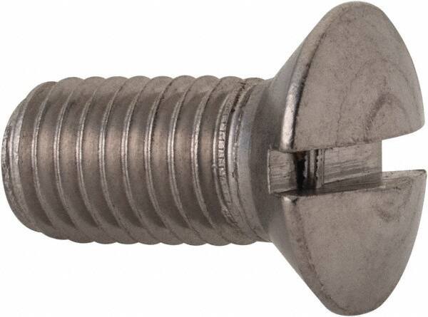 Value Collection - M10x1.50, 20mm OAL Slotted Drive Machine Screw - Oval Head, Grade 18-8 & A2 Stainless Steel, Uncoated, Without Washer - Exact Tool & Supply