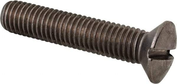 Value Collection - M10x1.50 Metric Coarse, 50mm OAL Slotted Drive Machine Screw - Oval Head, Grade 18-8 & A2 Stainless Steel, Uncoated, Without Washer - Exact Tool & Supply
