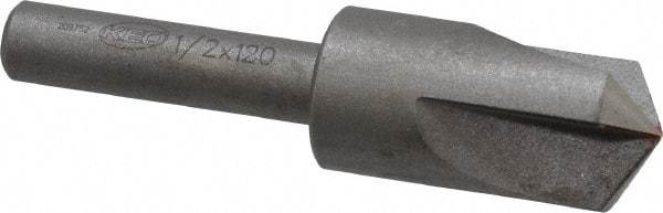 Keo - 1/2" Head Diam, 1/4" Shank Diam, 3 Flute 120° High Speed Steel Countersink - Bright Finish, 2" OAL, Single End, Straight Shank, Right Hand Cut - Exact Tool & Supply