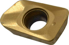 Seco - XOMX060208 M05 Grade F30M Carbide Milling Insert - TiAlN/TiN Finish, 0.096" Thick, 0.031" Corner Radius - Exact Tool & Supply