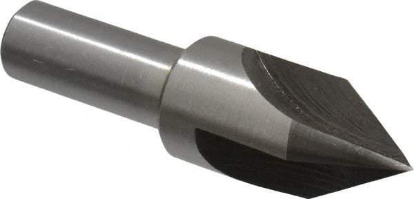 Interstate - 3/4" Head Diam, 1/2" Shank Diam, 3 Flute 60° High Speed Steel Countersink - Bright Finish, 2-3/4" OAL, Single End, Straight Shank, Right Hand Cut - Exact Tool & Supply