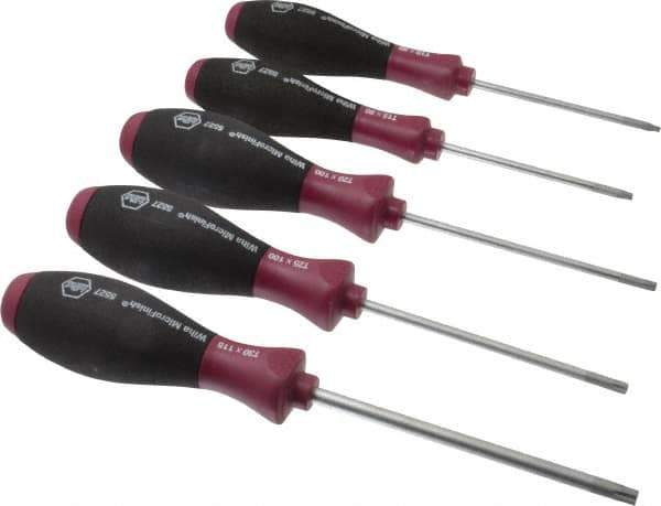 Wiha - 5 Piece Torx Screwdriver Set - Bit Sizes: Torx T10, T15, T20, T25 & T30 - Exact Tool & Supply