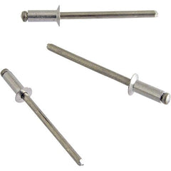 STANLEY Engineered Fastening - Size 4 Countersunk Head Aluminum Open End Blind Rivet - Aluminum Mandrel, 0.063" to 1/8" Grip, 1/8" Head Diam, 0.129" to 0.133" Hole Diam, 0.078" Body Diam - Exact Tool & Supply
