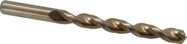 Cleveland - 7/16" 135° Cobalt Jobber Drill - Oxide/Gold Finish, Right Hand Cut, Parabolic Flute, Straight Shank, 5-1/2" OAL, Split Point - Exact Tool & Supply