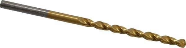 Cleveland - 1/8" 135° Cobalt Jobber Drill - TiN Finish, Right Hand Cut, Parabolic Flute, Straight Shank, 2-3/4" OAL, Split Point - Exact Tool & Supply