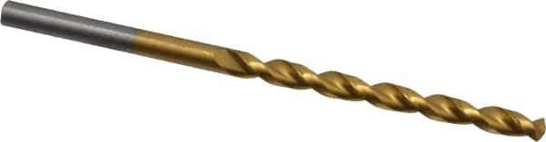 Cleveland - 9/64" 135° Cobalt Jobber Drill - TiN Finish, Right Hand Cut, Parabolic Flute, Straight Shank, 2-7/8" OAL, Split Point - Exact Tool & Supply
