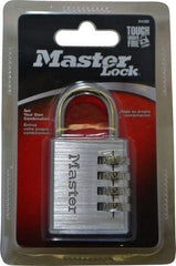 Master Lock - 1-9/16" Body Width, 7/8" Shackle Clearance, Aluminum Chrome Plated Combination Lock - 1/4" Shackle Diam, 1" Shackle Width - Exact Tool & Supply