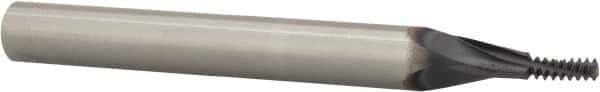 Scientific Cutting Tools - #6-32 UNC, 0.1" Cutting Diam, 3 Flute, Solid Carbide Helical Flute Thread Mill - Internal Thread, 0.263" LOC, 2-1/2" OAL, 1/4" Shank Diam - Exact Tool & Supply
