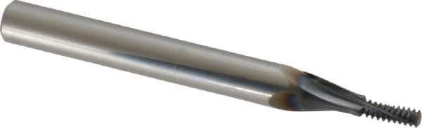 Scientific Cutting Tools - #10-32 UNF, 0.12" Cutting Diam, 3 Flute, Solid Carbide Helical Flute Thread Mill - Internal Thread, 0.326" LOC, 2-1/2" OAL, 1/4" Shank Diam - Exact Tool & Supply