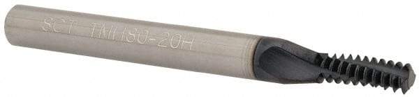 Scientific Cutting Tools - 1/4-20 UNC, 0.18" Cutting Diam, 3 Flute, Solid Carbide Helical Flute Thread Mill - Internal Thread, 0.521" LOC, 2-1/2" OAL, 1/4" Shank Diam - Exact Tool & Supply