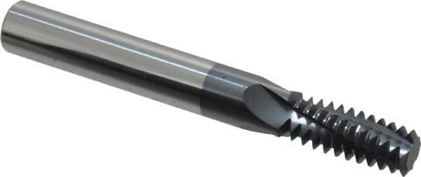 Scientific Cutting Tools - 1/2-13 UNC, 0.35" Cutting Diam, 4 Flute, Solid Carbide Helical Flute Thread Mill - Internal Thread, 0.877" LOC, 3" OAL, 3/8" Shank Diam - Exact Tool & Supply