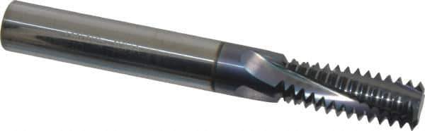 Scientific Cutting Tools - 3/4-10 UNC, 0.495" Cutting Diam, 4 Flute, Solid Carbide Helical Flute Thread Mill - Internal Thread, 1.34" LOC, 4" OAL, 1/2" Shank Diam - Exact Tool & Supply