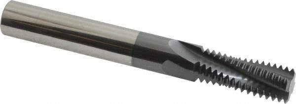 Scientific Cutting Tools - 3/4-12 UN, 0.495" Cutting Diam, 4 Flute, Solid Carbide Helical Flute Thread Mill - Internal Thread, 1.283" LOC, 4" OAL, 1/2" Shank Diam - Exact Tool & Supply