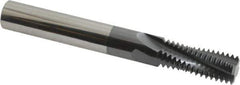 Scientific Cutting Tools - 3/4-12 UN, 0.495" Cutting Diam, 4 Flute, Solid Carbide Helical Flute Thread Mill - Internal Thread, 1.283" LOC, 4" OAL, 1/2" Shank Diam - Exact Tool & Supply