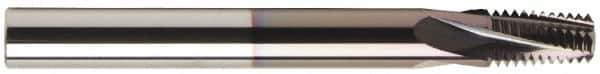 Accupro - 9/16-12 UNC, 0.37" Cutting Diam, 4 Flute, Solid Carbide Helical Flute Thread Mill - Internal Thread, 7/8" LOC, 3" OAL, 3/8" Shank Diam - Exact Tool & Supply