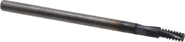Accupro - #8-32 UNC, 0.12" Cutting Diam, 3 Flute, Solid Carbide Helical Flute Thread Mill - Internal Thread, 1/4" LOC, 2" OAL, 1/8" Shank Diam - Exact Tool & Supply