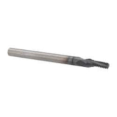 Accupro - #10-28 UNS, 0.14" Cutting Diam, 3 Flute, Solid Carbide Helical Flute Thread Mill - Internal Thread, 5/16" LOC, 2-1/2" OAL, 3/16" Shank Diam - Exact Tool & Supply