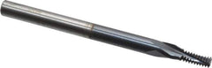 Accupro - #10-32 UNF, 0.14" Cutting Diam, 3 Flute, Solid Carbide Helical Flute Thread Mill - Internal Thread, 5/16" LOC, 2-1/2" OAL, 3/16" Shank Diam - Exact Tool & Supply