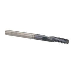 Accupro - 1/4-20 UNC, 0.18" Cutting Diam, 3 Flute, Solid Carbide Helical Flute Thread Mill - Internal Thread, 1/2" LOC, 2-1/2" OAL, 3/16" Shank Diam - Exact Tool & Supply