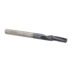 Accupro - 1/4-20 UNC, 0.18" Cutting Diam, 3 Flute, Solid Carbide Helical Flute Thread Mill - Internal Thread, 1/2" LOC, 2-1/2" OAL, 3/16" Shank Diam - Exact Tool & Supply